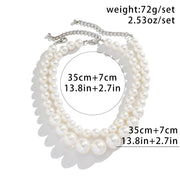 Elegant Two Piece Imitation Pearl Beaded Choker Necklaces