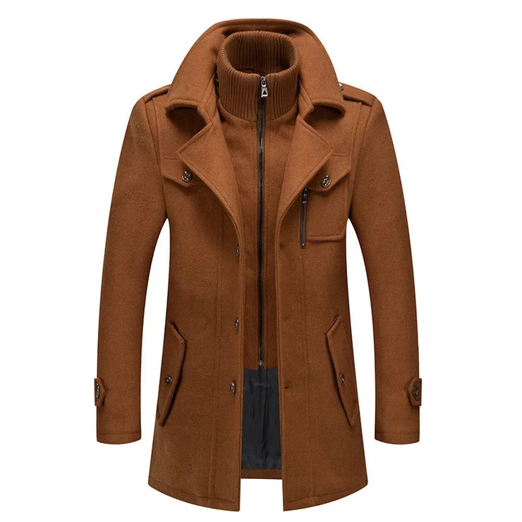 Casual Middle Long Scarf Collar Cotton-padded Thick Warm Woolen Coat
