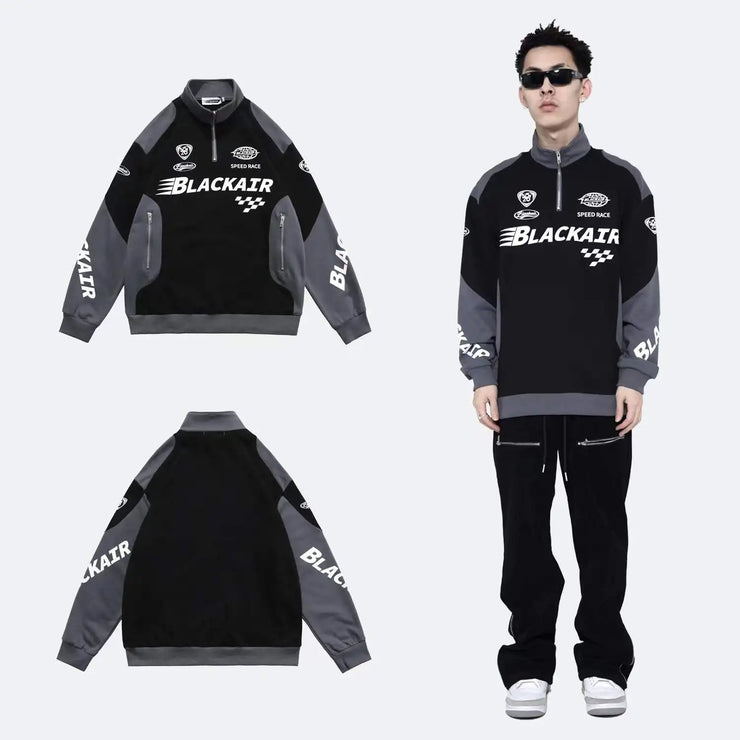 High Quality American Retro Half Zipper Racing Suit