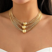 Gothic Layered Big Ball Pendant Choker Necklace