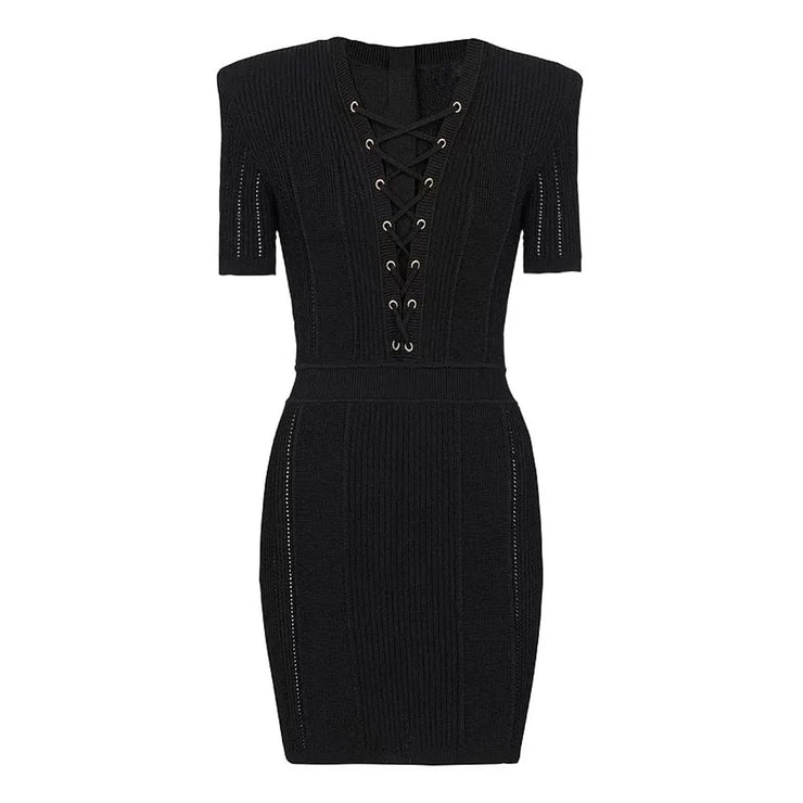 Designer Sexy V-neck Short Sleeved Slim Dress