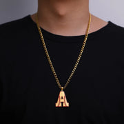 Alphabet A Baseball Pendant Necklace