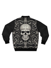 Gothic skull 3d pattern zip up bomber jacket