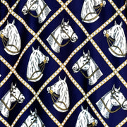 Luxury Imitation Silk Horse Deep Blue Long Sleeves Shirt