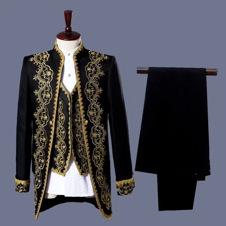 Luxury velvet Gold Embroidery special suit