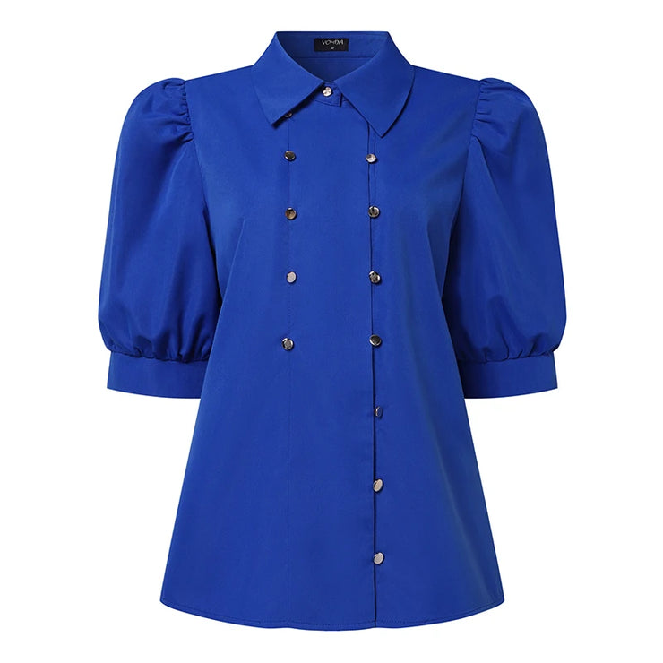 WONEN'S ELEGANT HALF PUFF SLEEVE FASHION BLOUSE