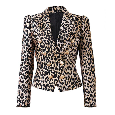 WOMEN CLASSIC LAOPARD PRINTED BLAZER