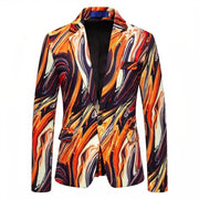New Men's Fashionable Colored Printed Single Button Jacket