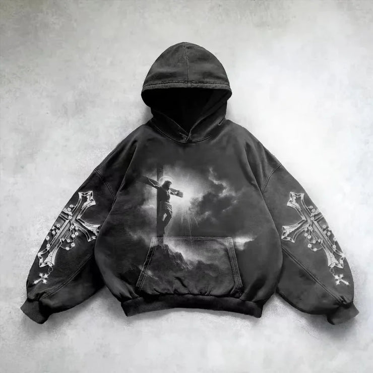 Men Vintage High Street Hooded Sweatshirt