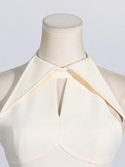 Luxury Solid Hollow Out Patchwork Folds Elegant Dress