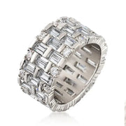 Trendy White Diamond Rectangle Fashion Ring