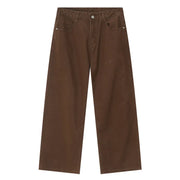 VINTAGE  STYLE MID HIGH SUMMER VERSATILE WIDE LOOSE JEANS