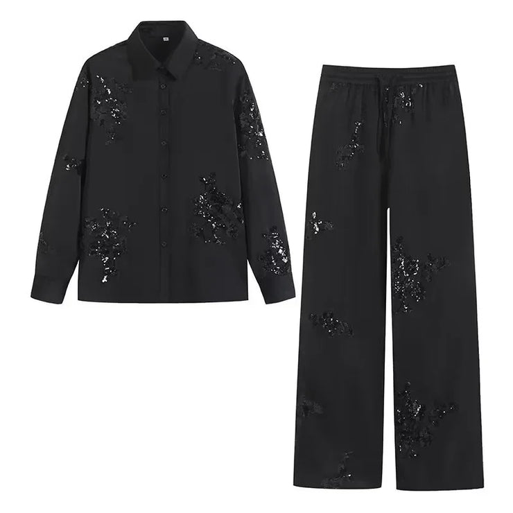 Drawstring High Waist Trousers Set Chic Youth Vacation Fashion Suit