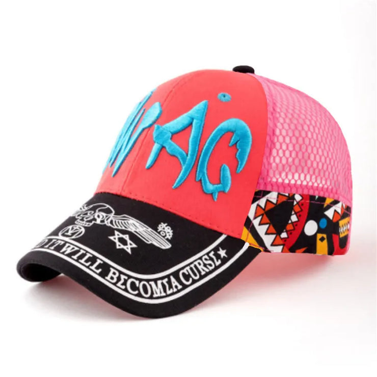 Parent-Child Cartoon Embroidery Letter SunShade Baseball Cap