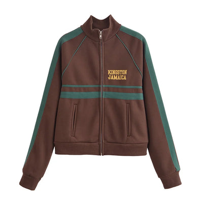 Printed Lettering Comfortable Zipper jacket / jogger