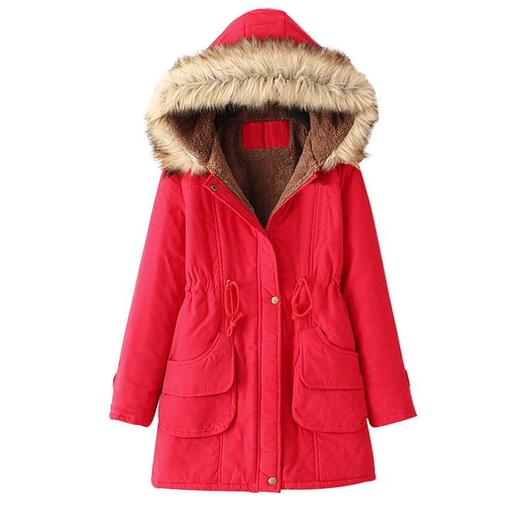 VELVET THICKENED MID LENGTH WARM JACKET