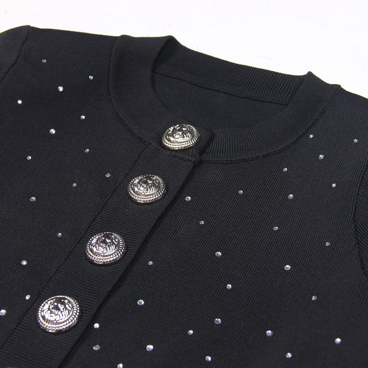 Luxury Heavy Hot Diamond Knitted Cardigan Jacket