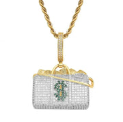 Bling Iced Out Pistol Pendant Submachine Gun Necklace
