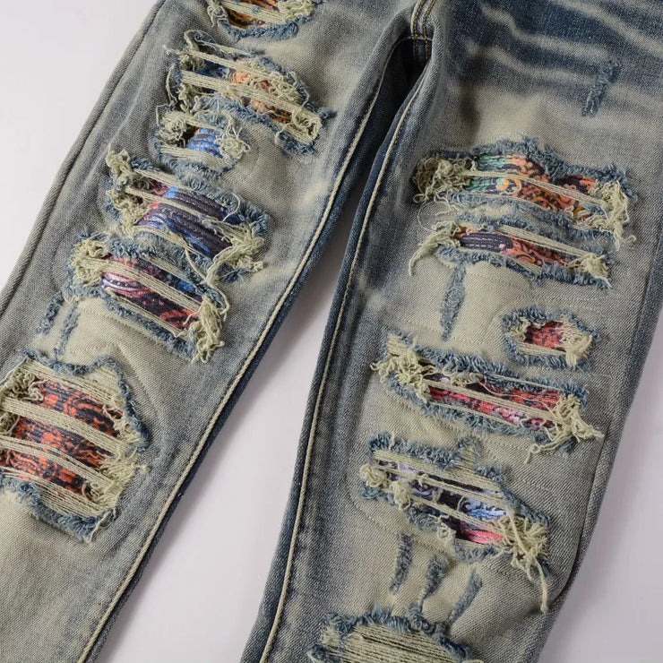 American High Street Ripped and Patchwork Jeans