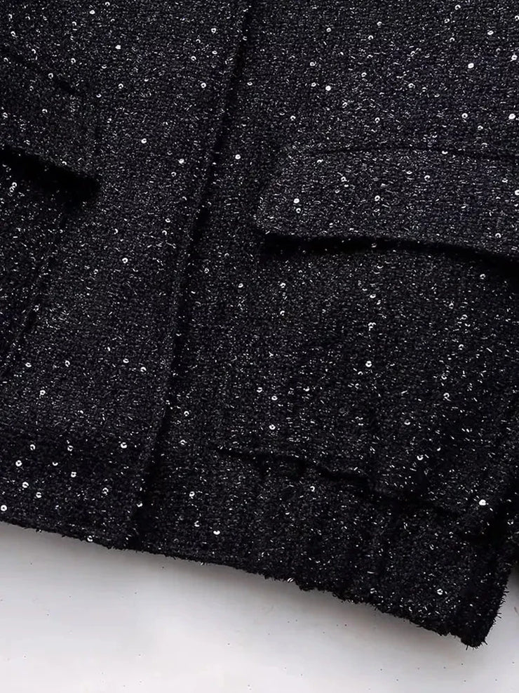 ZaZevity TRAF Women Shiny Sequin Jacket