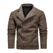 Winter leather Fleece Warm Zipper Motorbike jacket