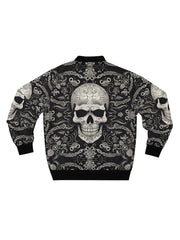 Gothic skull 3d pattern zip up bomber jacket
