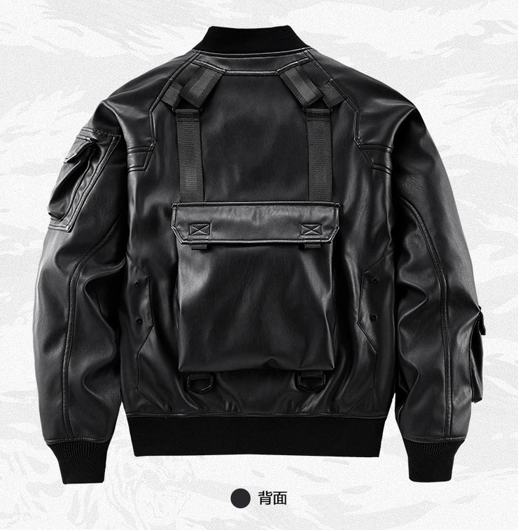luxary pu leather bomber Techwear  jacket