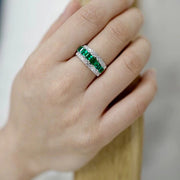 Luxury Dark Green Square Cubic Zirconia Ring