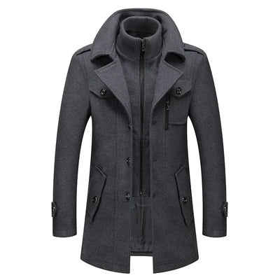 Casual Middle Long Scarf Collar Cotton-padded Thick Warm Woolen Coat