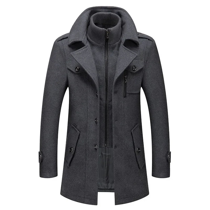 Casual Middle Long Scarf Collar Cotton-padded Thick Warm Woolen Coat
