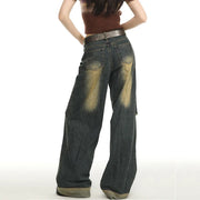 High Street Vintage Distressed Washed Hole Fashion Denim