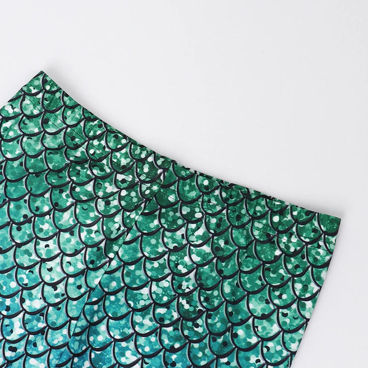 Green Mermaid Cosplay Printed leg-in
