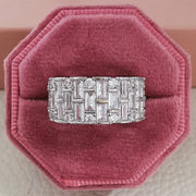 Trendy White Diamond Rectangle Fashion Ring