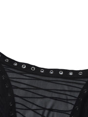 Black Long Lace Up Transparent Dress