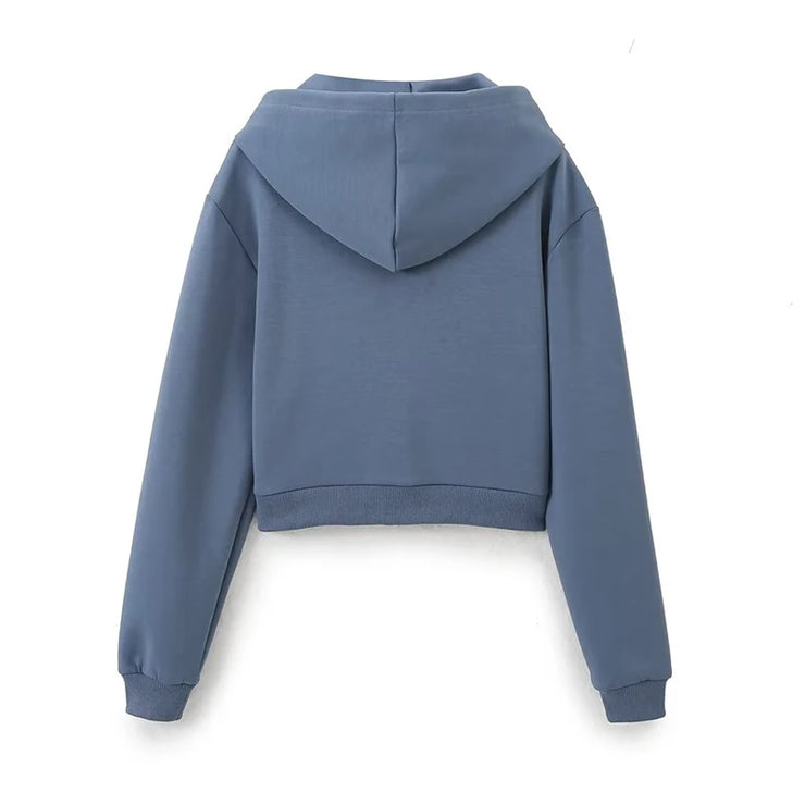 Autumn Women Cropped Cotton Sweatshirt