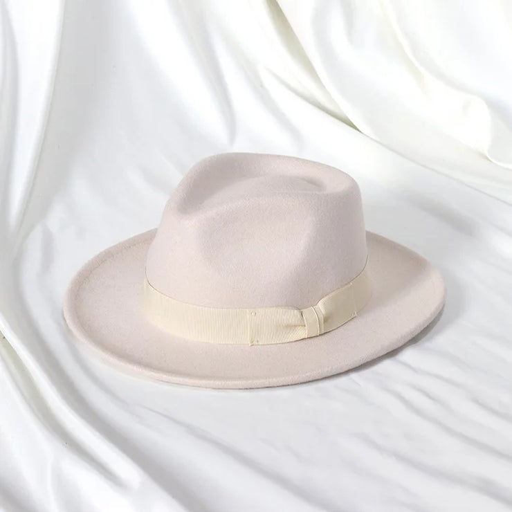 Retro Feather Fedoras Felt Wide Brim Jazz Cap