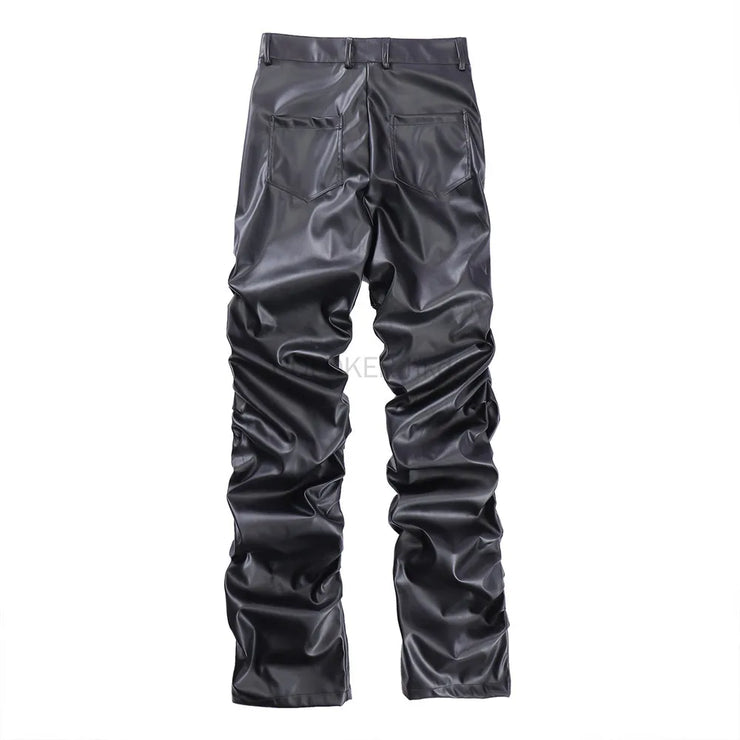 DESIGNER MENS LEATHER HIGH STREET  BLACK TROUSER