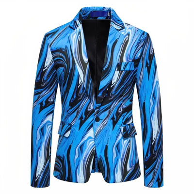 New Men's Fashionable Colored Printed Single Button Jacket