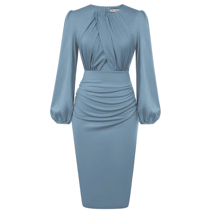 Long Sleeve Crew Neck Bodycon Midi Dress