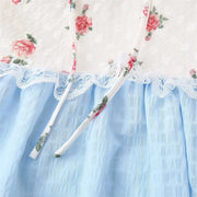 European niche hanging neck floral lace patchwork dress