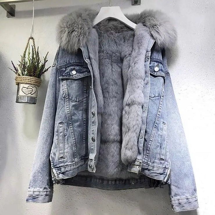 Vintage oversized Cotton Thick Warm Denim Jacket
