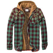 Men's Quilted Lined Button Down Plaid Shirt