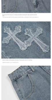 Trendy High-street Cross-stitch Jeans