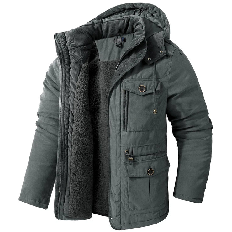 mens warm Outdoor Multi-pocket Windbreaker Jacket
