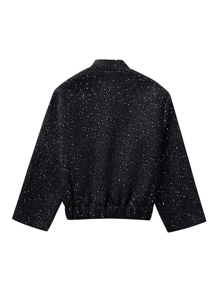 ZaZevity TRAF Women Shiny Sequin Jacket