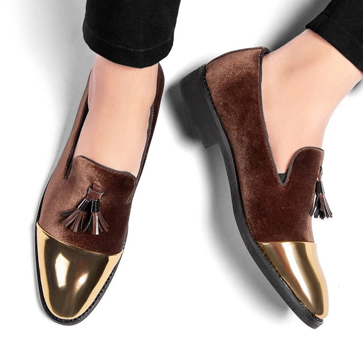 DESIGNER VELVET TASSELS LOAFERS FOR MEN