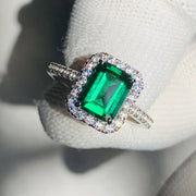 Elegant Square Green Fleece Ring