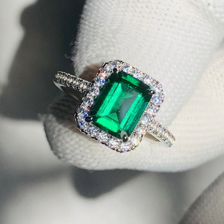 Elegant Square Green Fleece Ring