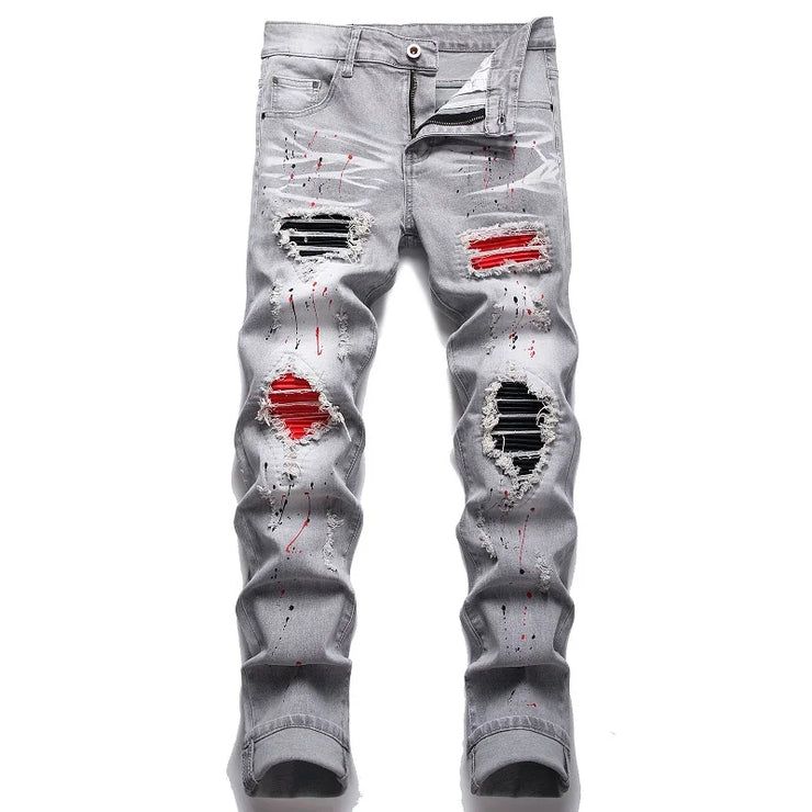 Men's Distressed Stretch Ripped Hip Hop Slim Fit