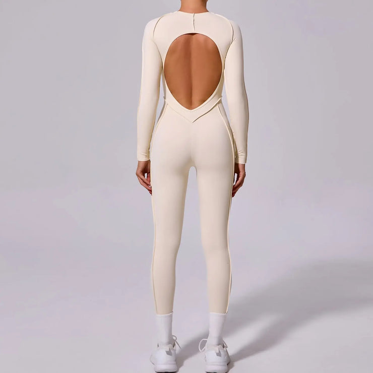 Backless Long-sleeved One-piece Jumpsuit